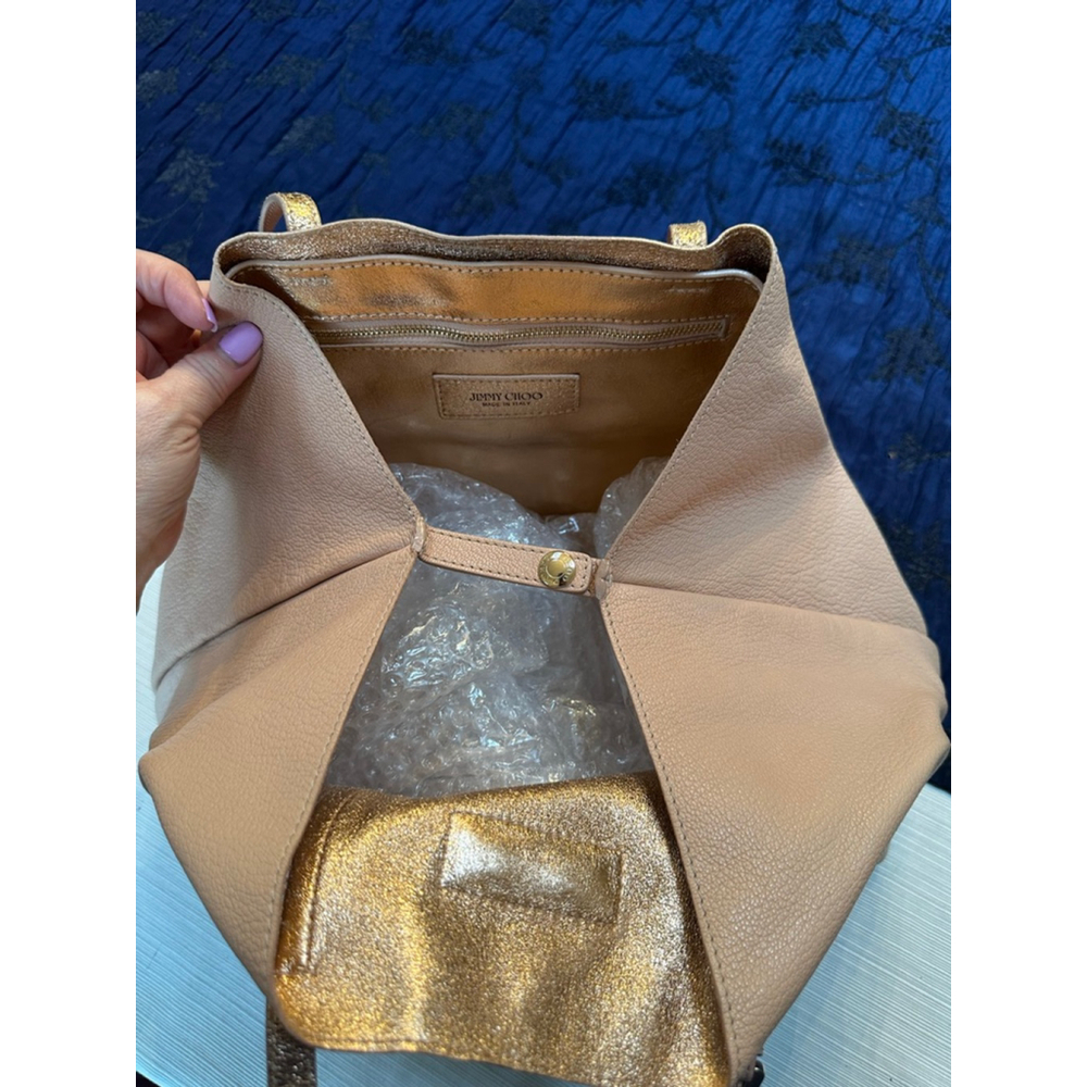 Jimmy Choo Blush Pink/Gold Leather Tote Bag - Picture 13 of 15